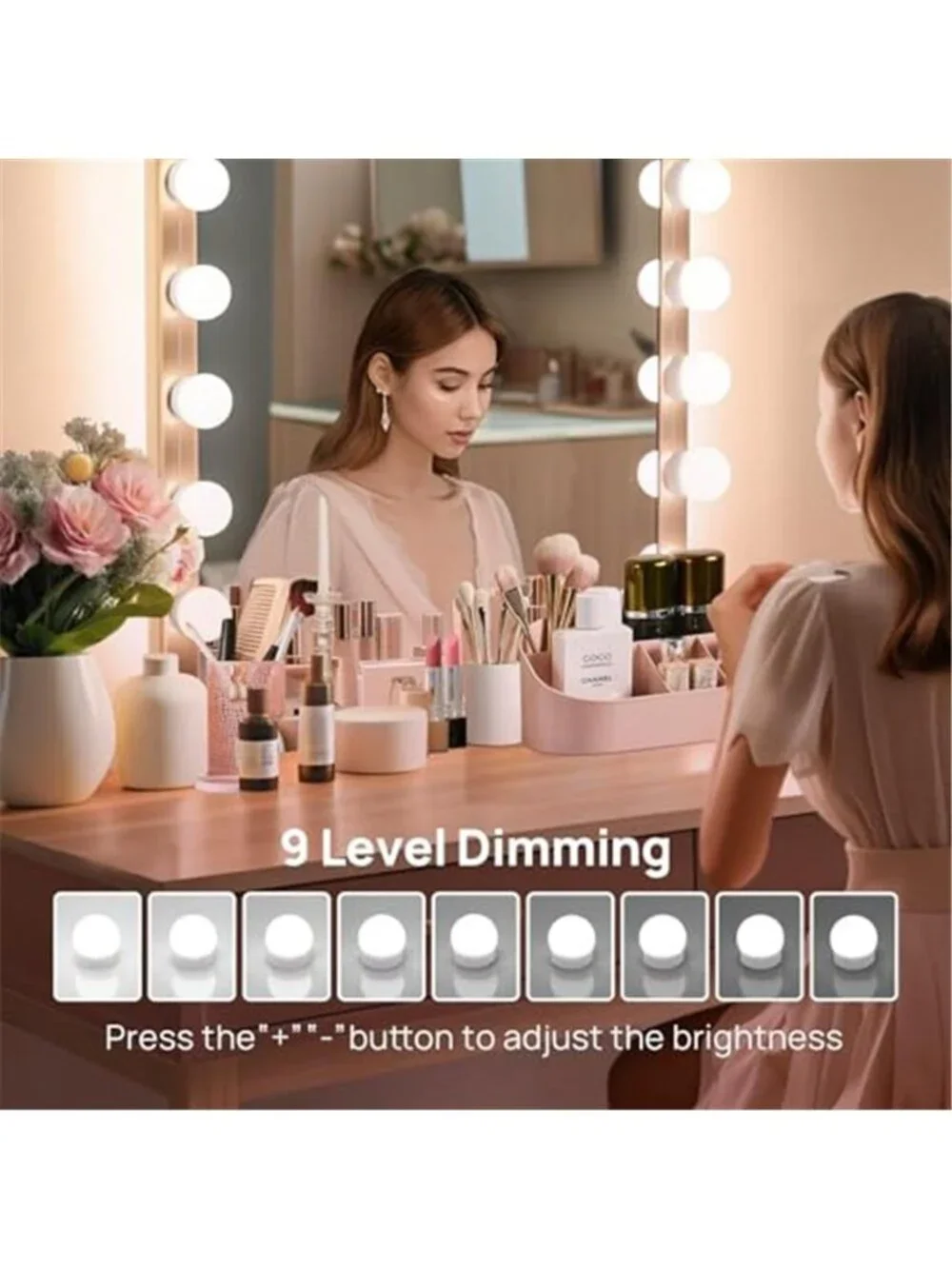 LED Vanity Lights Mirror Makeup Light Kit Dimmable USB Hollywood Style